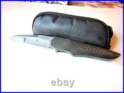 Pre Owned Custom Jason Clark Tactical Damascus Dress Flipper Knife Mint Cond