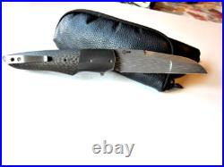 Pre Owned Custom Jason Clark Tactical Damascus Dress Flipper Knife Mint Cond