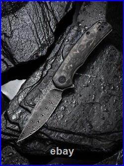 Premium Damascus Carbon Marble Knife Folding Pocket Gift Outdoors VP37