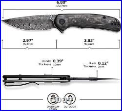 Premium Damascus Carbon Marble Knife Folding Pocket Gift Outdoors VP37