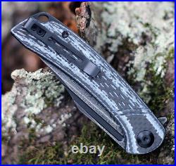 Premium Damascus G10 Carbon Fiber Knife Folding Pocket Gift Outdoors VP39