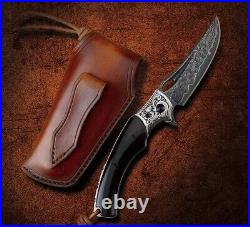Premium Quality Japanese Folding Knife Knives Damascus VG10 Tactical Ebony Handl