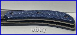 Pridgen Damascus Blade Blue Handle Pocketknife