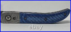 Pridgen Damascus Blade Blue Handle Pocketknife