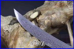 QING Dynasty Chinese Historical Sword Damascus Folded Steel Short Knives Sharp