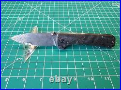 QSP Hawk With Copper Carbon Fiber Handle & Damascus / S35VN Folding Pocket Knife