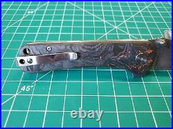 QSP Hawk With Copper Carbon Fiber Handle & Damascus / S35VN Folding Pocket Knife