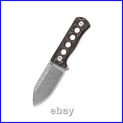 QSP Knife Canary Neck Folding Knife 2.50 Damascus Steel Blade Copper Foil CF