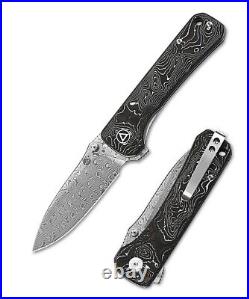 QSP Knife Folding Knife 3.225 Damascus Steel Blade Aluminium / Carbon Fiber