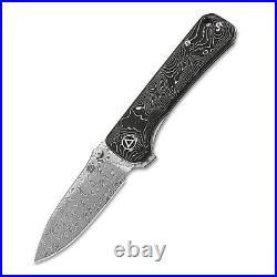 QSP Knife Folding Knife 3.225 Damascus Steel Blade Aluminium / Carbon Fiber