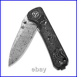 QSP Knife Folding Knife 3.225 Damascus Steel Blade Aluminium / Carbon Fiber