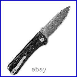 QSP Knife Folding Knife 3.225 Damascus Steel Blade Aluminium / Carbon Fiber