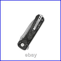 QSP Knife Folding Knife 3.225 Damascus Steel Blade Aluminium / Carbon Fiber