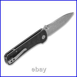 QSP Knife Hawk Folding Knife 3.25 Damascus Steel Blade Carbon Fiber Handle