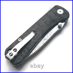 QSP Knife Hawk Folding Knife 3.25 Damascus Steel Blade Carbon Fiber Handle 131A