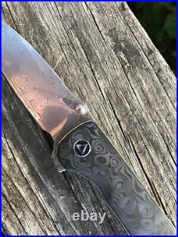 QSP Knife Hawk Linerlock EDC Folding Knife 3 Damascus Blade