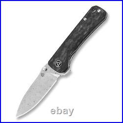 QSP Knives Hawk Liner Lock 131-E Knife Damascus Steel/Black Shred Carbon Fiber