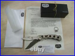 RARE CUSTOM BUCK KNIFE 186 TITANIUM DUAL BLADED 1 of 1 DAMASCUS By Joe Houser