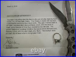 RARE CUSTOM BUCK KNIFE 186 TITANIUM DUAL BLADED 1 of 1 DAMASCUS By Joe Houser