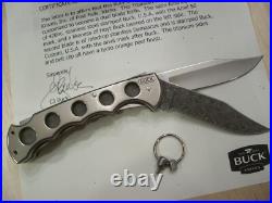 RARE CUSTOM BUCK KNIFE 186 TITANIUM DUAL BLADED 1 of 1 DAMASCUS By Joe Houser