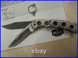 RARE CUSTOM BUCK KNIFE 186 TITANIUM DUAL BLADED 1 of 1 DAMASCUS By Joe Houser