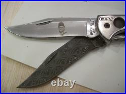 RARE CUSTOM BUCK KNIFE 186 TITANIUM DUAL BLADED 1 of 1 DAMASCUS By Joe Houser