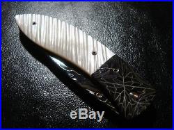 RARE JASON JACKS Custom DAMASCUS DIAMOND & PEARL folder folding knife! MINT