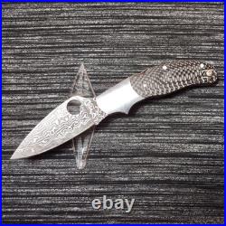 RARE Spyderco Caly 3 Carbon fiber/Ti Damascus Knife C113CFPD Japan