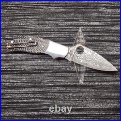 RARE Spyderco Caly 3 Carbon fiber/Ti Damascus Knife C113CFPD Japan