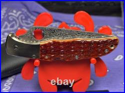 RARE Spyderco Endura Sprint Damascus With Jigged Bone CJ10JBOP