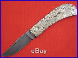 RICK NOWLAND Damascus Blade Mokume Handle Custom Slip-Joint Folding Knife Folder