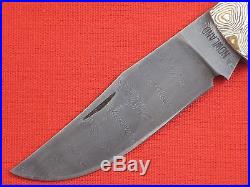 RICK NOWLAND Damascus Blade Mokume Handle Custom Slip-Joint Folding Knife Folder