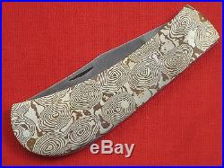 RICK NOWLAND Damascus Blade Mokume Handle Custom Slip-Joint Folding Knife Folder