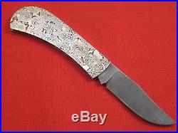 RICK NOWLAND Damascus Blade Mokume Handle Custom Slip-Joint Folding Knife Folder