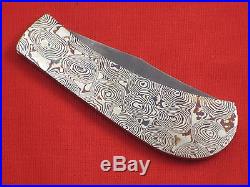 RICK NOWLAND Damascus Blade Mokume Handle Custom Slip-Joint Folding Knife Folder