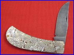 RICK NOWLAND Damascus Blade Mokume Handle Custom Slip-Joint Folding Knife Folder