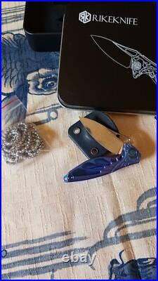 RIKE HUMMINGBIRD FOLDER- FLIPPER KNIFE with Damasteel blade and titanium handles