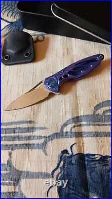 RIKE HUMMINGBIRD FOLDER- FLIPPER KNIFE with Damasteel blade and titanium handles