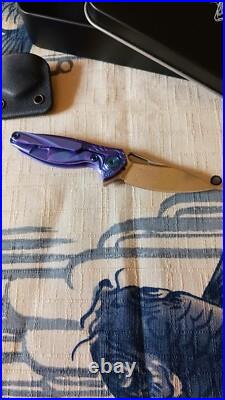 RIKE HUMMINGBIRD FOLDER- FLIPPER KNIFE with Damasteel blade and titanium handles