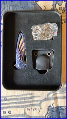 RIKE HUMMINGBIRD FOLDER- FLIPPER KNIFE with Damasteel blade and titanium handles