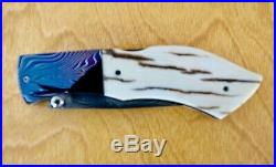 Ralph A. Turnbull Damascus Lock-back Folding Knife, Fossilized Scales- New