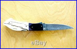 Ralph A. Turnbull Damascus Lock-back Folding Knife, Fossilized Scales- New