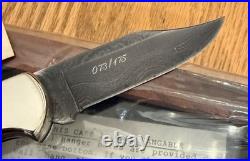 Rare Buck Club 112 Stag & Damascus Knife Never Used In Box N10