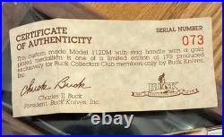 Rare Buck Club 112 Stag & Damascus Knife Never Used In Box N10