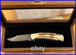 Rare Buck Club 112 Stag & Damascus Knife Never Used In Box N10