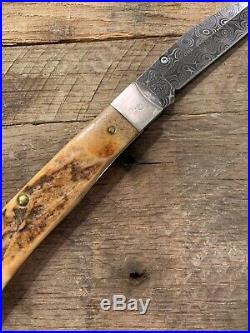 Rare Case Trapperlock Damascus Folding Pocket Knife