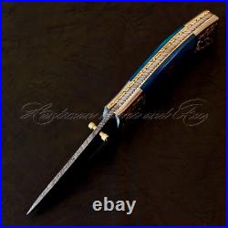 Rare Found Custom Made Hand Forged Damascus Steel Folding knives