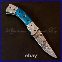 Rare Found Custom Made Hand Forged Damascus Steel Folding knives