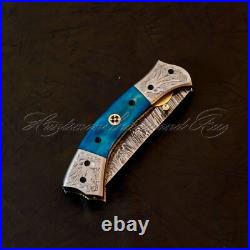 Rare Found Custom Made Hand Forged Damascus Steel Folding knives