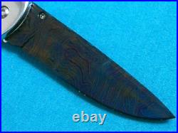 Rare Nm Custom Art Damascus Lockback Folding Survival Jack Knife Knives Thailand